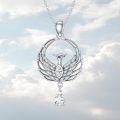 wholesale 925 Sterling Silver Metal Synthetic Stone Green Crystal Phoenix Pendant Necklace for Women Gifts-0-3