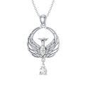 wholesale 925 Sterling Silver Metal Synthetic Stone Green Crystal Phoenix Pendant Necklace for Women Gifts-0-5