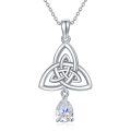 wholesale 925 Sterling Silver Triquetra Pendant with Pear-Shaped Cubic Zirconia Necklaces for Women-0-0