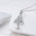 wholesale 925 Sterling Silver Triquetra Pendant with Pear-Shaped Cubic Zirconia Necklaces for Women-0-3