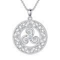 wholesale 925 Sterling Silver Round Emerald Celtic Knot Pendant Necklace - Irish Lucky Charm s for Women-0-10