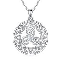 wholesale Silver Crystal Celtic Knot Pendant Necklace for Women 20 Irish Good Luck Gift - Rhodium Plated- Rhodium Plated
