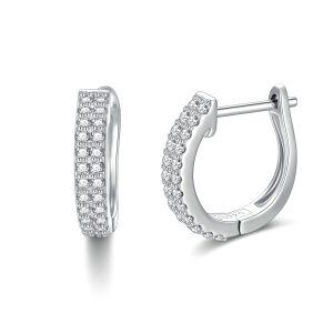 Sterling Silver Moissanite Hoop Earrings-0