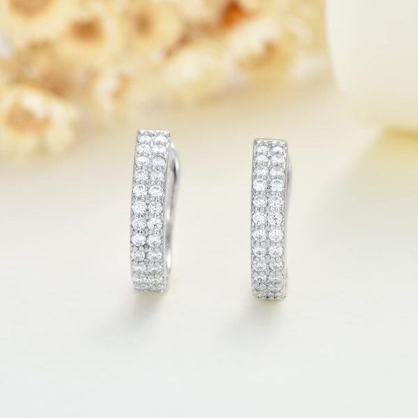 Sterling Silver Moissanite Hoop Earrings-3