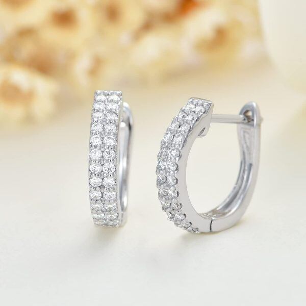 Sterling Silver Moissanite Hoop Earrings-4