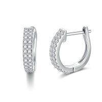 wholesale 925 Sterling Silver 925 Cubic Zirconia Huggie Hoop Earrings- Rhodium Plated