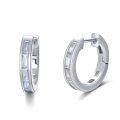 wholesale White Gold Plated 925 Sterling Silver Baguette CZ Emerald Cut 18mm Hoop Huggie Earrings-0-0