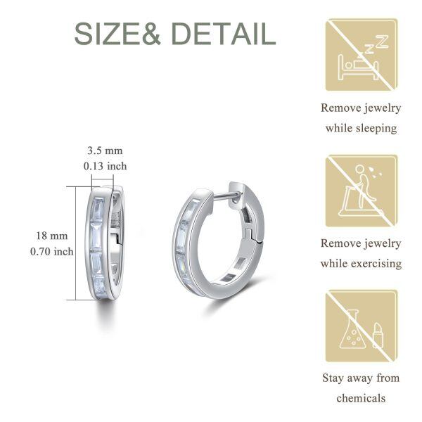 Sterling Silver Square Cut Cubic Zirconia Hoop Earrings-1