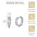wholesale White Gold Plated 925 Sterling Silver Baguette CZ Emerald Cut 18mm Hoop Huggie Earrings-0-1