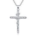 wholesale 925 Sterling Silver Cross Jesus Crucifix Pendant Necklace with INRI Chain 47cm-0-0