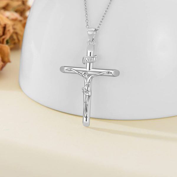 Sterling Silver Crucifix Cross Pendant Necklace-3