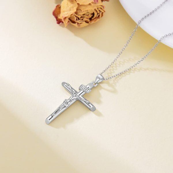 Sterling Silver Crucifix Cross Pendant Necklace-4