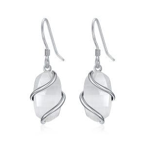 Sterling Silver Ivory Mother of Pearl Dangle Earrings-0