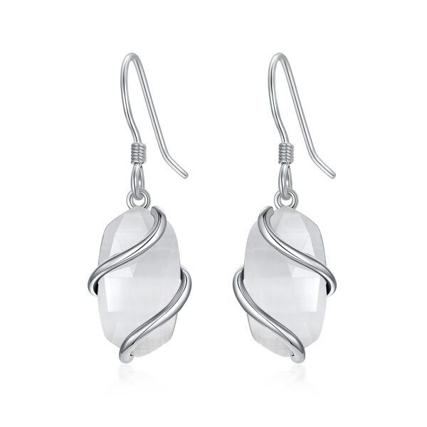 Sterling Silver Ivory Mother of Pearl Dangle Earrings-0