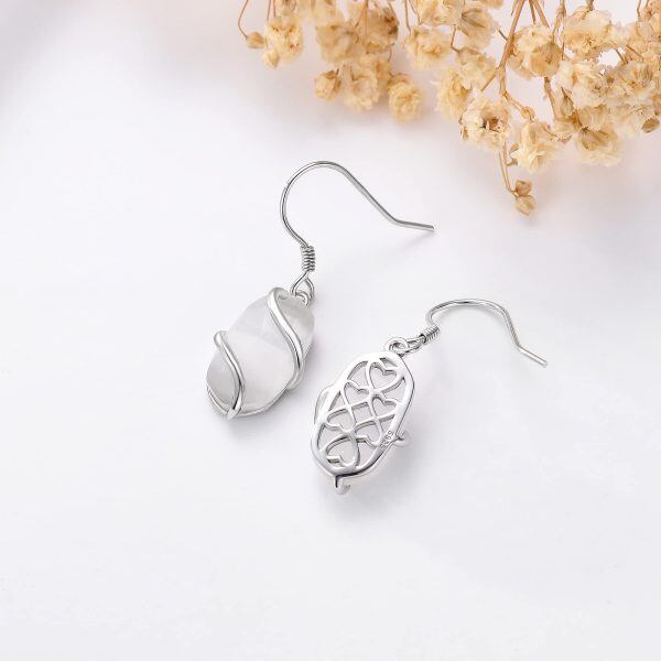 Sterling Silver Ivory Mother of Pearl Dangle Earrings-5