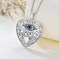 wholesale 925 Sterling Silver Heart-Shaped Blue Moissanite Evil Eye Pendant Necklace for Women-0-3