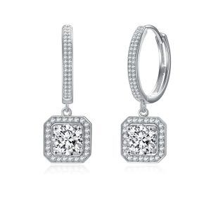 Sterling Silver Shining Moissanite Drop Earrings-0