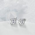 wholesale 925 Sterling Silver Moissanite Lotus Flower Stud Earrings 2CT Simulated Cubic Zirconias Jewelry for Women Gifts-0-3