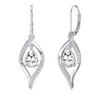 wholesale 925 Sterling Silver Teardrop Crystal Dangle Earrings for Women Gifts- Rhodium Plated