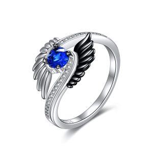 Sterling Silver Angel Wings Evil Eye Unique Rings-0