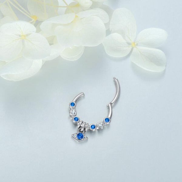 Sterling Silver Evil Eye Septum Nose Rings-3