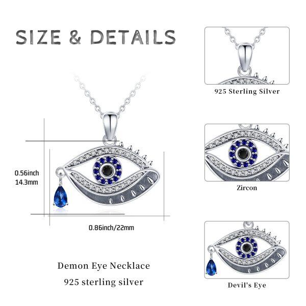 Sterling Silver Evil Eye Luck Protection Pendant Necklace-1