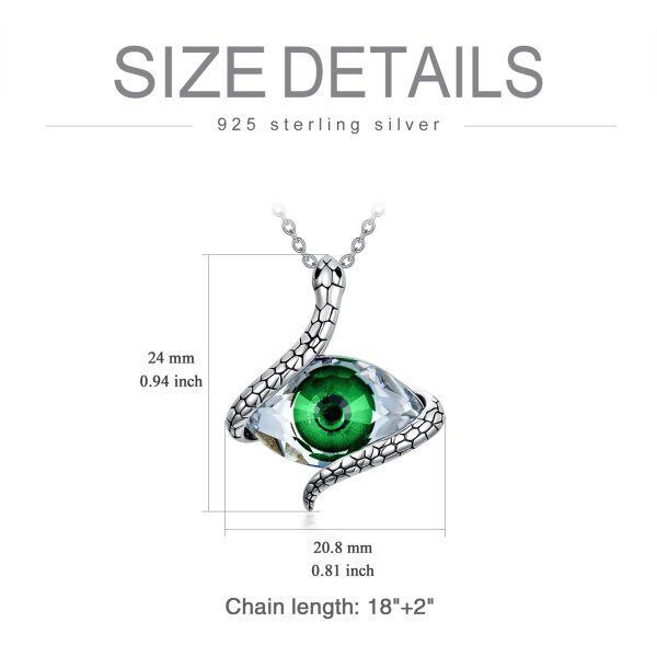 Sterling Silver Snake Pendant Necklace with Evil Eye Crystal-1