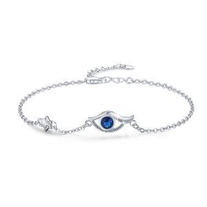 Sterling Silver Evil Eye Chain Bracelets-0