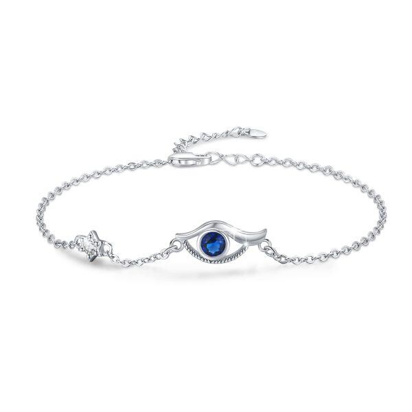 Sterling Silver Evil Eye Chain Bracelets-0