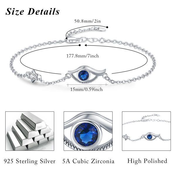 Sterling Silver Evil Eye Chain Bracelets-1