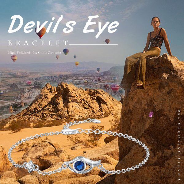 Sterling Silver Evil Eye Chain Bracelets-4