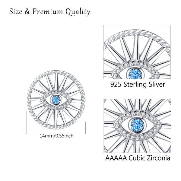 Sterling Silver Evil Eye Stud Earrings-1