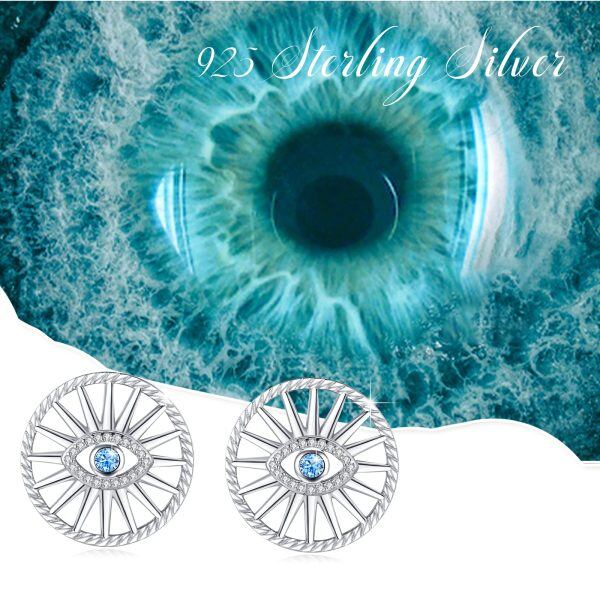 Sterling Silver Evil Eye Stud Earrings-5