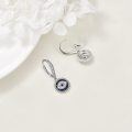 wholesale 925 Sterling Silver Evil Eye Blue Crystal Drop Dangle Leverback Earring Minimalist Jewelry for Women Girls Gift 4cm Length-0-5