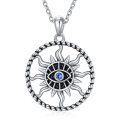 wholesale 925 Sterling Silver CZ Turkish Evil Eye Sun Pendant Necklaces for Women Men Gifts Jewelry Accessories 45cm Chain Length-0-0