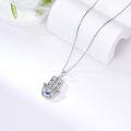 wholesale 925 Sterling Silver Blue Evil Eye Hamsa Hand Pendant Necklace for Women and Men-0-4
