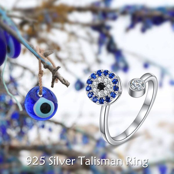 Sterling Silver Evil Eye Spinner Rings-5