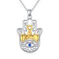 wholesale 925 Sterling Silver Metal Elephant and Hamsa Evil Eye Pendant Necklaces for Women Girls-0-0