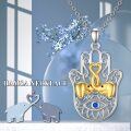 wholesale 925 Sterling Silver Metal Elephant and Hamsa Evil Eye Pendant Necklaces for Women Girls-0-5