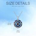 wholesale 925 Sterling Silver Round Blue Crystal Evil Eye Third Eye Pendant Necklace Jewelry-0-8