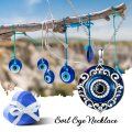 wholesale 925 Sterling Silver Round Blue Crystal Evil Eye Third Eye Pendant Necklace Jewelry-0-10