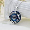 wholesale 925 Sterling Silver Round Blue Crystal Evil Eye Third Eye Pendant Necklace Jewelry-0-11
