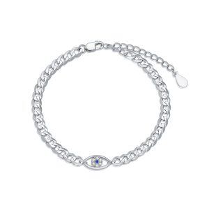 Sterling Silver Evil Eye Crystal Chain Bracelets-0