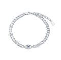 wholesale 925 Sterling Silver Cuban Chain Evil Eye CZ Adjustable Bracelet for Women Girls-0-0