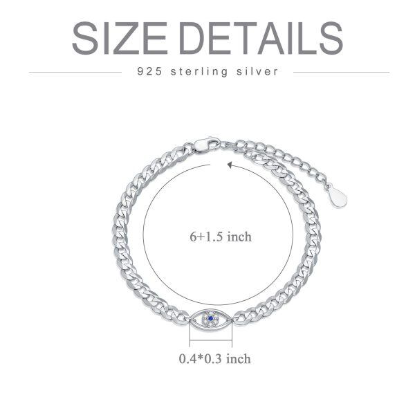 Sterling Silver Evil Eye Crystal Chain Bracelets-1