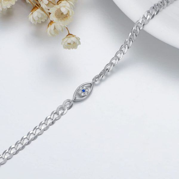 Sterling Silver Evil Eye Crystal Chain Bracelets-3