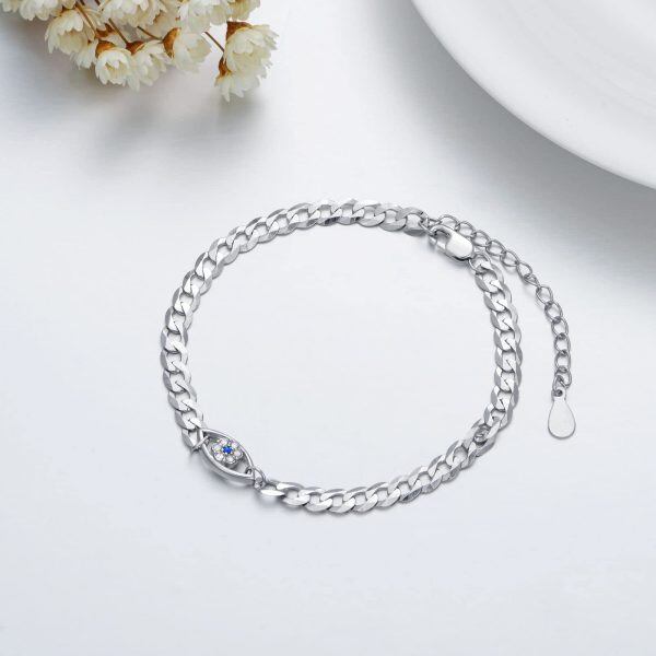 Sterling Silver Evil Eye Crystal Chain Bracelets-4