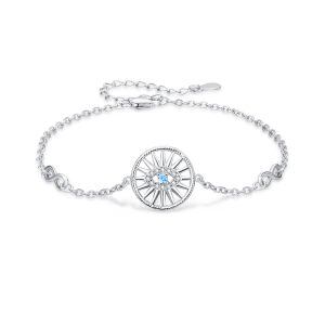 Sterling Silver Blue Cubic Zirconia Evil Eye Chain Bracelets-0