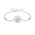 wholesale 925 Sterling Silver Compass Design Blue Stone Heart Charm Bracelet for Women Girls Valentines Day Gifts-0-0