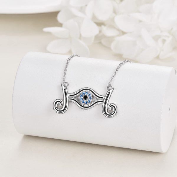 Sterling Silver Blue Evil Eye Pendant Necklace-3